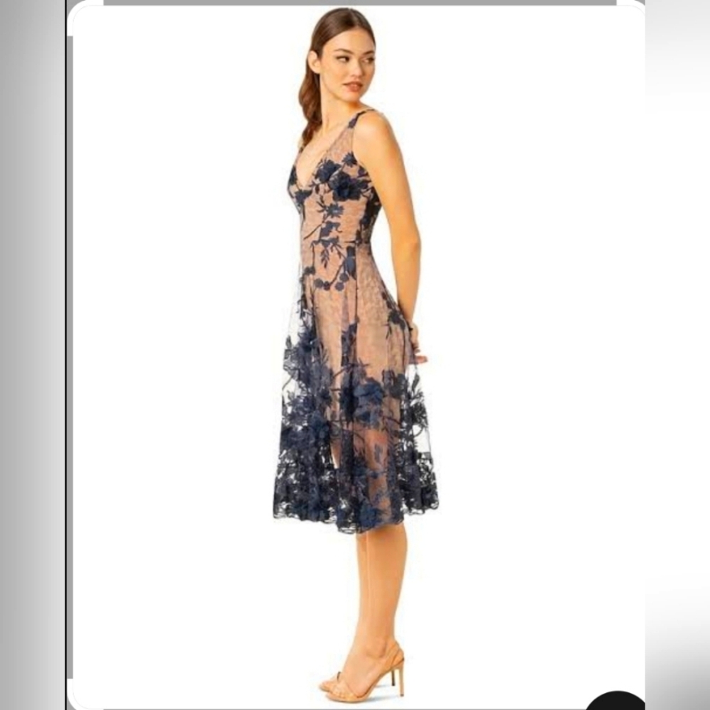 Dress the Population Navy and Nude Midi Dress